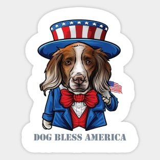 Brittany Spaniel Dog Bless America Sticker